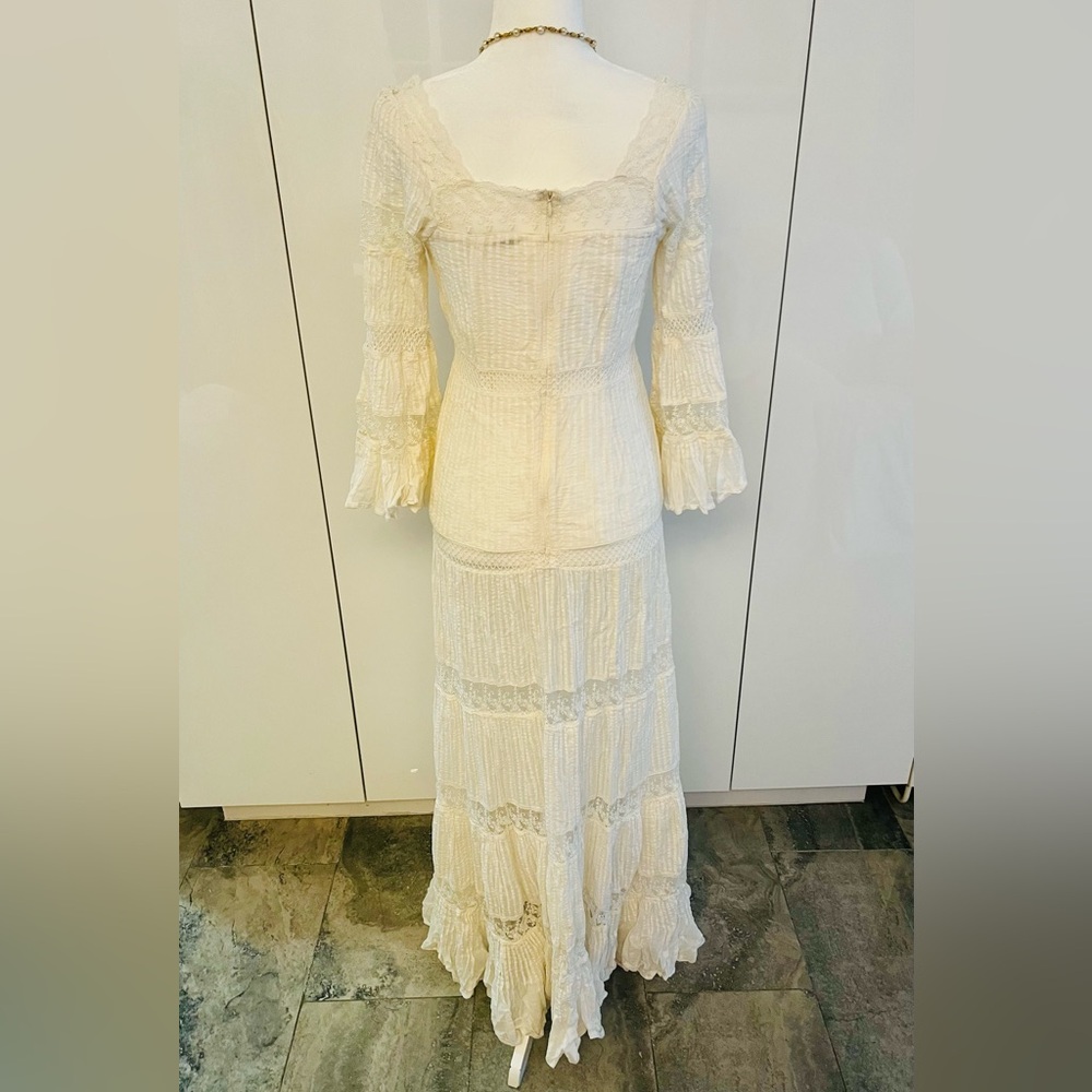Mes Demoiselles Paris “Havilland” Ivory Lace Maxi Dress EU 38 S-M Boho Romantic - Picture 4 of 16